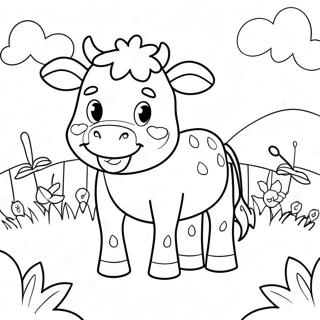 Adorable Strawberry Cow In A Field Coloring Page 5561-4426