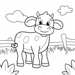 Adorable Strawberry Cow In A Field Coloring Page 5561-4427