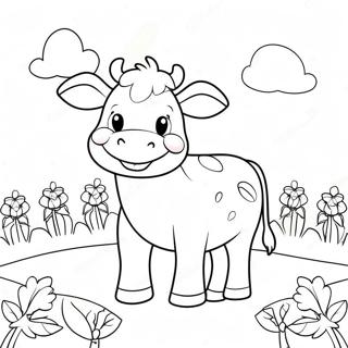 Adorable Strawberry Cow In A Field Coloring Page 5561-4428