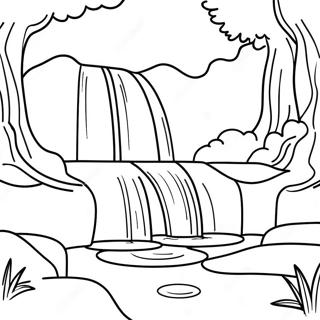 Realistic Waterfall In A Forest Coloring Page 55693-44061