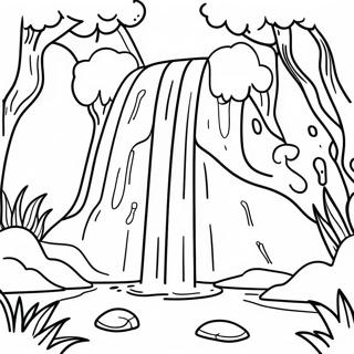 Realistic Waterfall In A Forest Coloring Page 55693-44062