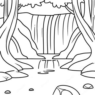 Realistic Waterfall In A Forest Coloring Page 55693-44063