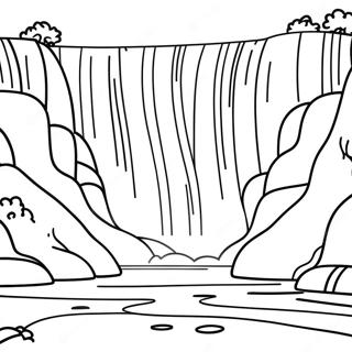 Majestic Waterfall With Rainbow Coloring Page 55694-44077