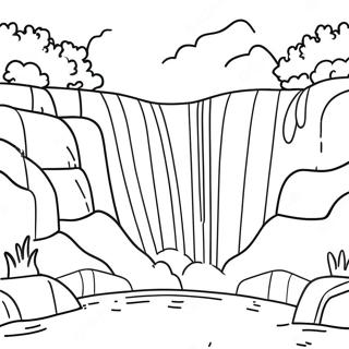 Majestic Waterfall With Rainbow Coloring Page 55694-44078