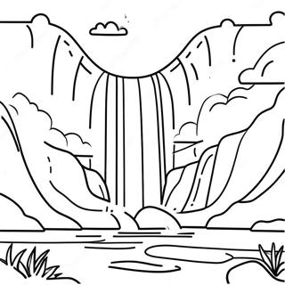 Majestic Waterfall With Rainbow Coloring Page 55694-44079