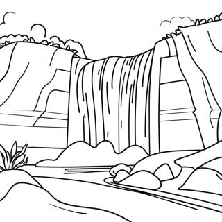 Majestic Waterfall With Rainbow Coloring Page 55694-44080