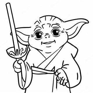 Funny Yoda With Lightsaber Coloring Page 55704-44069