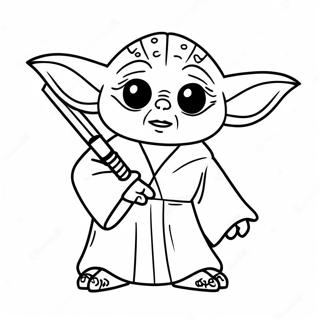 Funny Yoda With Lightsaber Coloring Page 55704-44070