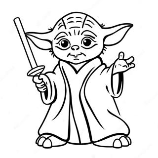 Funny Yoda With Lightsaber Coloring Page 55704-44071