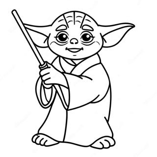 Funny Yoda With Lightsaber Coloring Page 55704-44072