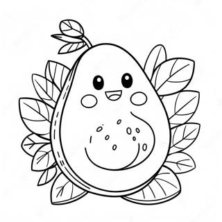 Cute Avocado With Smiling Face Coloring Page 5571-4437