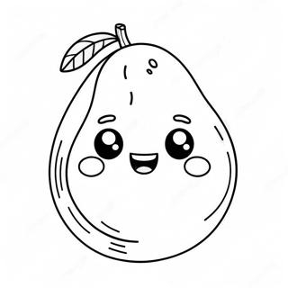 Cute Avocado With Smiling Face Coloring Page 5571-4439