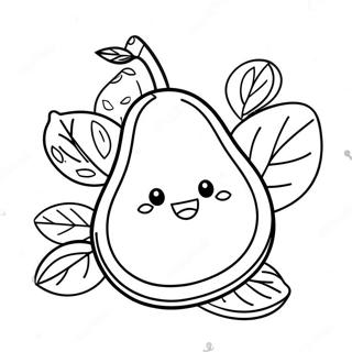 Cute Avocado With Smiling Face Coloring Page 5571-4440