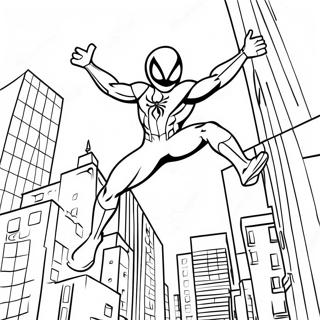 Page À Colorier Scarlet Spider Se Balançant À Travers La Ville 55724-44090