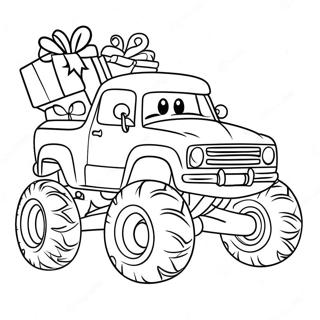 Christmas Monster Truck With Presents Coloring Page 55733-44093