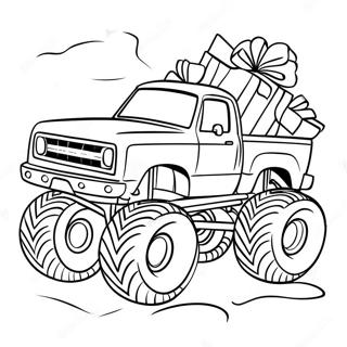 Christmas Monster Truck With Presents Coloring Page 55733-44096