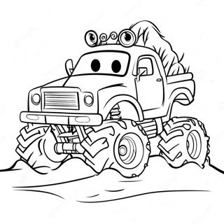 Festive Christmas Monster Truck Driving Through Snow Coloring Page 55734-44103