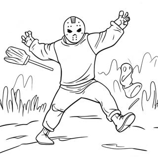 Jason Voorhees Jahtaamassa Uhreja Värityskuva 55754-44109