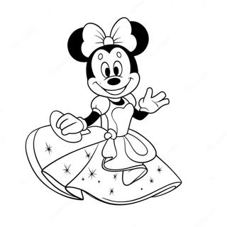 Pagini De Colorat Cu O Prințesă Minnie Mouse Drăguță Într-O Rochie Strălucitoare 55824-44162