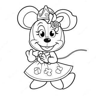 Pagini De Colorat Cu O Prințesă Minnie Mouse Drăguță Într-O Rochie Strălucitoare 55824-44163