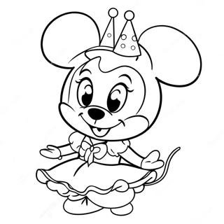 Cute Princess Minnie Mouse In A Sparkling Dress Coloring Page 55824-44164