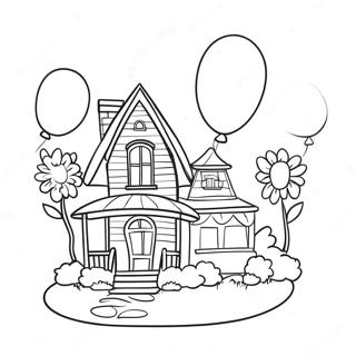 Colorful Up House With Balloons Coloring Page 55834-44173