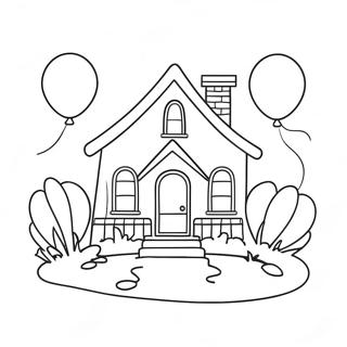 Colorful Up House With Balloons Coloring Page 55834-44176