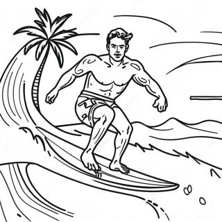 Hawaiianische Surfszene Ausmalbild 55843-44179