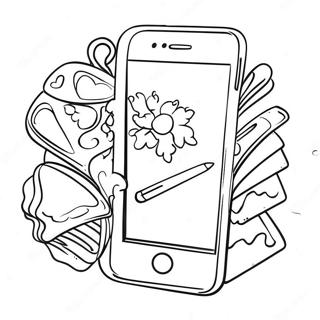 Smartphone With Colorful Apps Coloring Page 55874-44216