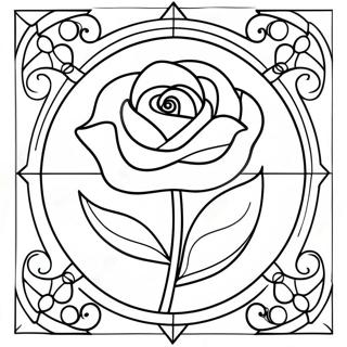 Beauty And The Beast Stained Glass Rose Coloring Pages