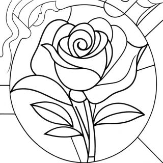 Beauty And The Beast Stained Glass Rose Coloring Pages