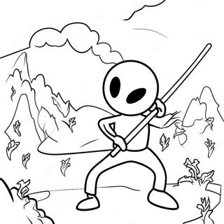 Epic Stickman Battle Scene Coloring Page 55984-44281