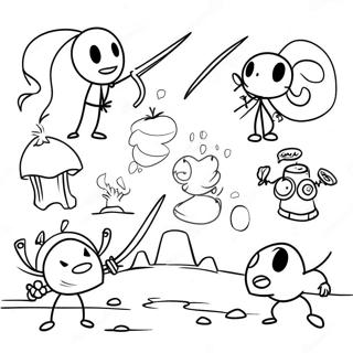 Epic Stickman Battle Scene Coloring Page 55984-44283