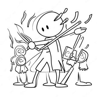 Epic Stickman Battle Scene Coloring Page 55984-44284