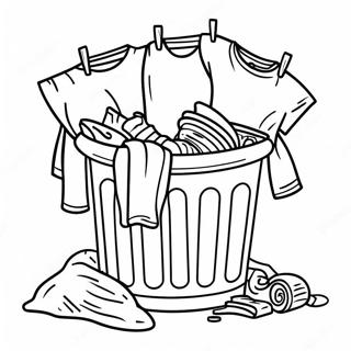 Laundry Basket Overflowing With Clothes Coloring Page 56293-44558