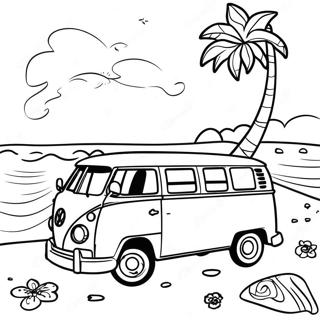 Färgglad Volkswagen Van På Stranden Målarbild 56304-44533