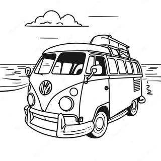 Färgglad Volkswagen Van På Stranden Målarbild 56304-44534