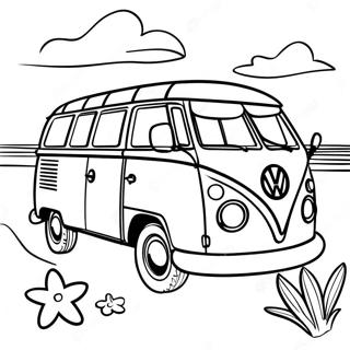 Färgglad Volkswagen Van På Stranden Målarbild 56304-44536