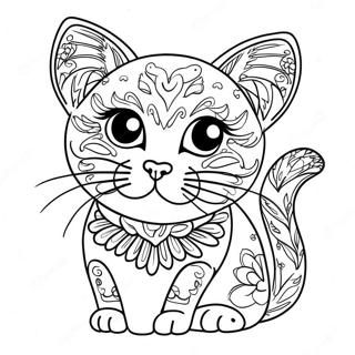 Sugar Skull Cat Coloring Page 56383-44597