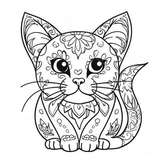 Sugar Skull Cat Coloring Page 56383-44598