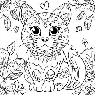 Sugar Skull Cat Coloring Page 56383-44599