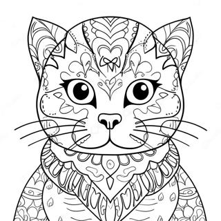 Sugar Skull Cat Coloring Page 56383-44600