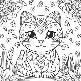 Colorful Sugar Skull Cat Coloring Page 56384-44605