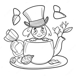 Fantastisk Mad Hatter Te-Selskab Farvelægningsside 56614-44787