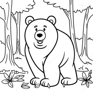 Ferocious Bear In The Forest Coloring Page 56654-44821