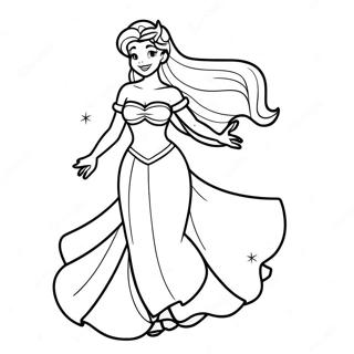 Página Para Colorir Ariel Em Um Vestido Brilhante 56694-44841