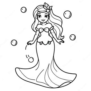 Página Para Colorir Ariel Em Um Vestido Brilhante 56694-44843