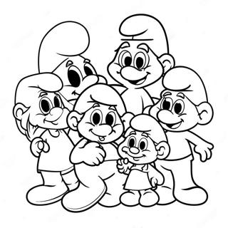 Happy Smurf Family Coloring Page 5681-4529