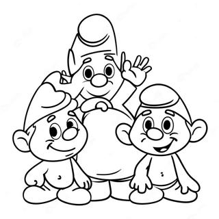 Happy Smurf Family Coloring Page 5681-4531