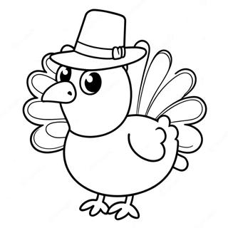 Adorable Turkey With Hat Coloring Page 56894-45013